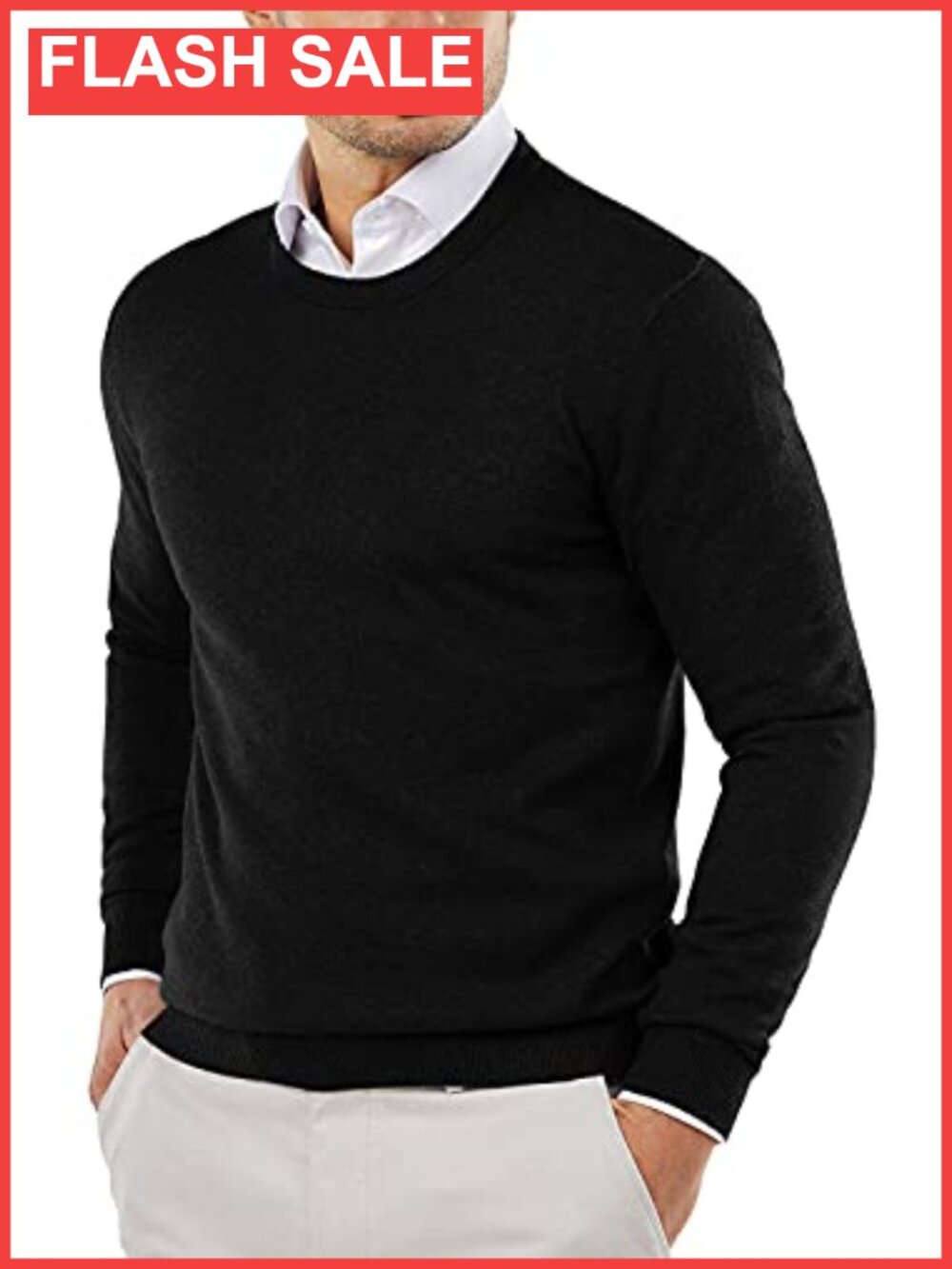 Men's Crewneck Knit Sweater Slim Fit Long Sleeve Dress Pullover